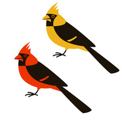 cardinal bird, vector illustration, flat style, side