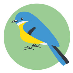 blue bird, vector illustration, flat style, side