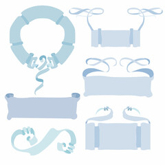 vector set paper ribbon blue