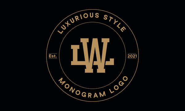wl or lw monogram abstract emblem vector logo template