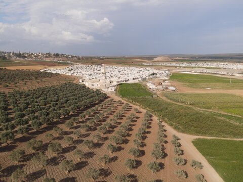Aleppo, Syria,September 16, 2021, Syrian refugee camps in the town of Deir Ballut on the border with Turkey in northwest Syria.