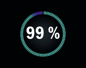 Percent circle diagram showing 99% - indicator with blue to pink gradient