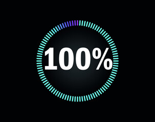 Percent circle diagram showing 100% - indicator with blue to pink gradient