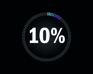 Percent circle diagram showing 10% - indicator with blue to pink gradient