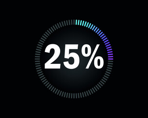 Percent circle diagram showing 25% - indicator with blue to pink gradient