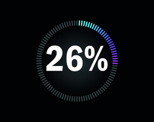 Percent circle diagram showing 26% - indicator with blue to pink gradient