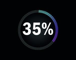 Percent circle diagram showing 35% - indicator with blue to pink gradient