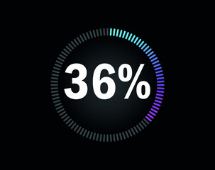 Percent circle diagram showing 36% - indicator with blue to pink gradient