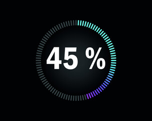 Percent circle diagram showing 45% - indicator with blue to pink gradient