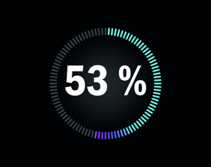 Percent circle diagram showing 53% - indicator with blue to pink gradient