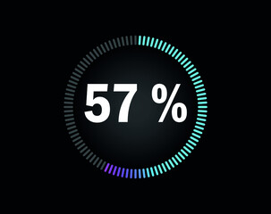 Percent circle diagram showing 57% - indicator with blue to pink gradient