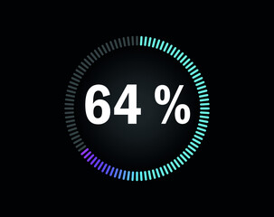 Percent circle diagram showing 64% - indicator with blue to pink gradient
