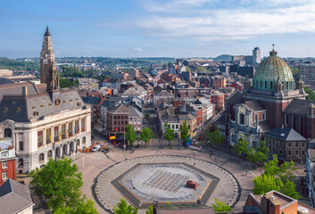 Panoramic view over the Old town of Charleroi, Belgium