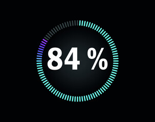 Percent circle diagram showing 84% - indicator with blue to pink gradient