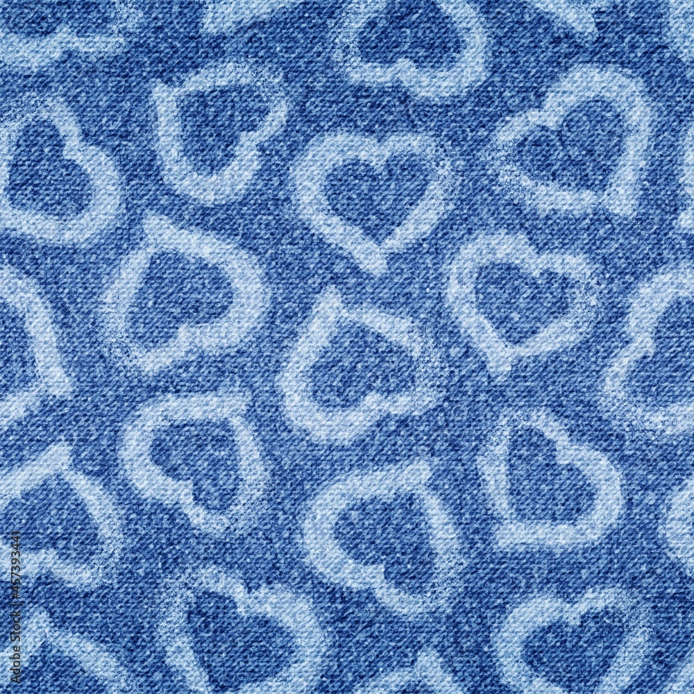 Poster heart seamless pattern. hearts background. repeated love texture. denim checked printed. repeating b