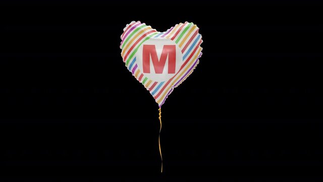 Balloons with Letter M. Loop Animation. Alpha Channel with Prores 4444.