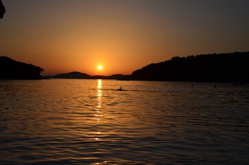 Naklejka premium Zachód słońca Grecja