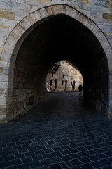 walking tunnel in historical building
