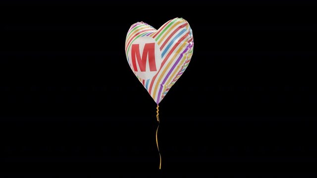 Balloons with Letter M. Loop Animation. Alpha Channel with Prores 4444.