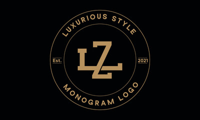 zl or lz monogram abstract emblem vector logo template - obrazy, fototapety, plakaty