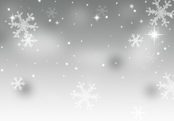 Winter background with abstract snowflakes.