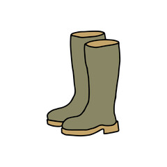 rubber boots vector simple hand drawing. Rain shoes