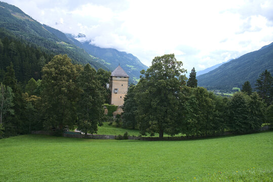 Obervellach, Austria - 29 August 2021: Burg Groppenstein near Groppenschlucht waterfalls