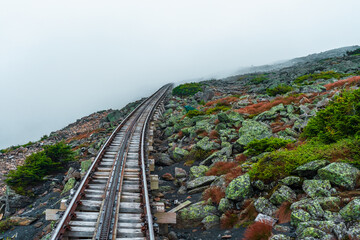 The world's first mountain-climbing cog railway (rack-and-pinion railway) leading from the...