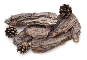 Pieces of brown bark.
