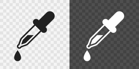 White and Black Dropper icons. Dropper vector symbol isolated on transparent background. Pipette symbol. Vector