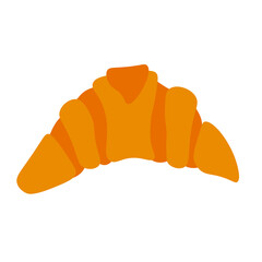 Croissant in flat style, sweet pastries for breakfast