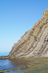 Fototapeta na wymiar View of the Kiselev rock in Kadosh Park on the Black Sea coast