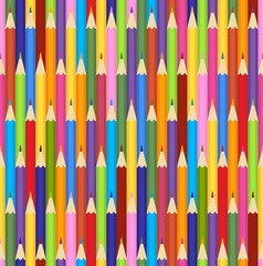 Seamless vector pattern with pencils. Geometric background for back to school, fabric, poster, banner etc. Abstract drawing tools flat style illustration