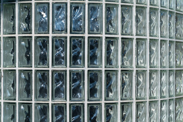 Retro style glass blocks on a curved wall pattern