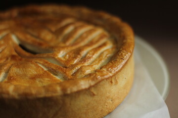 homemade pie on a dark background