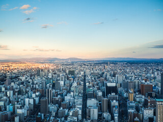 Beautiful aerial view of Nagoya city in Japan with tall building