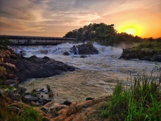 sunset over the river