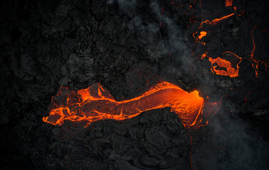 Volcanic terrain with hot orange lava