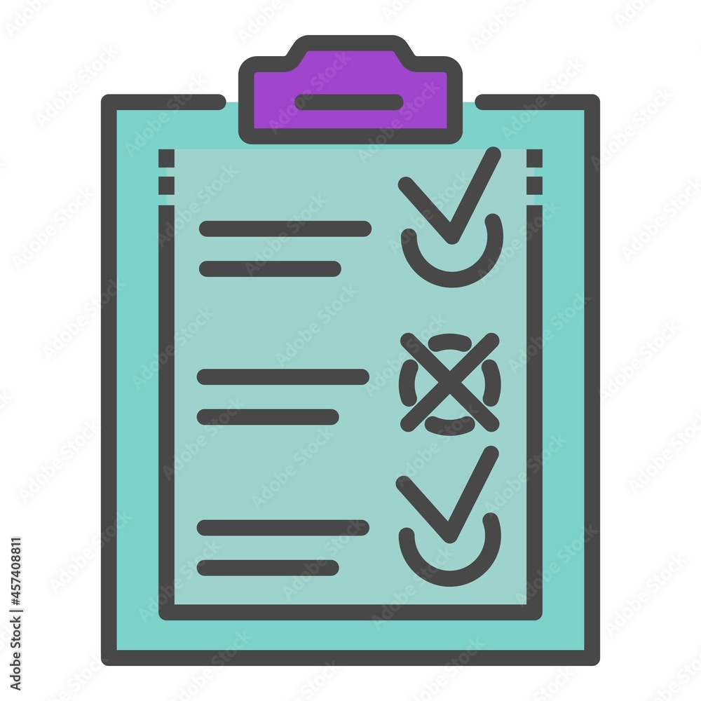 Poster delivery check list icon. outline delivery check list vector icon color flat isolated on white