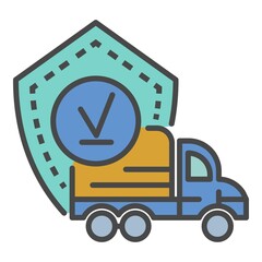 Finish truck delivered icon. Outline finish truck delivered vector icon color flat isolated on white