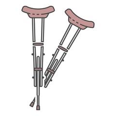 Metal crutches icon. Outline metal crutches vector icon color flat isolated on white