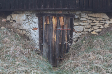Fototapeta na wymiar Historical cellar in Danova village, Turiec region, Slovakia.