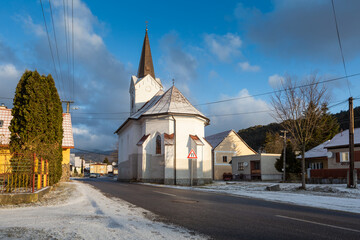 Fototapeta na wymiar Church in Slovany village, Turiec region, Slovakia.