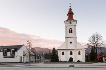 Church in the main square of Sucany, Slovakia.