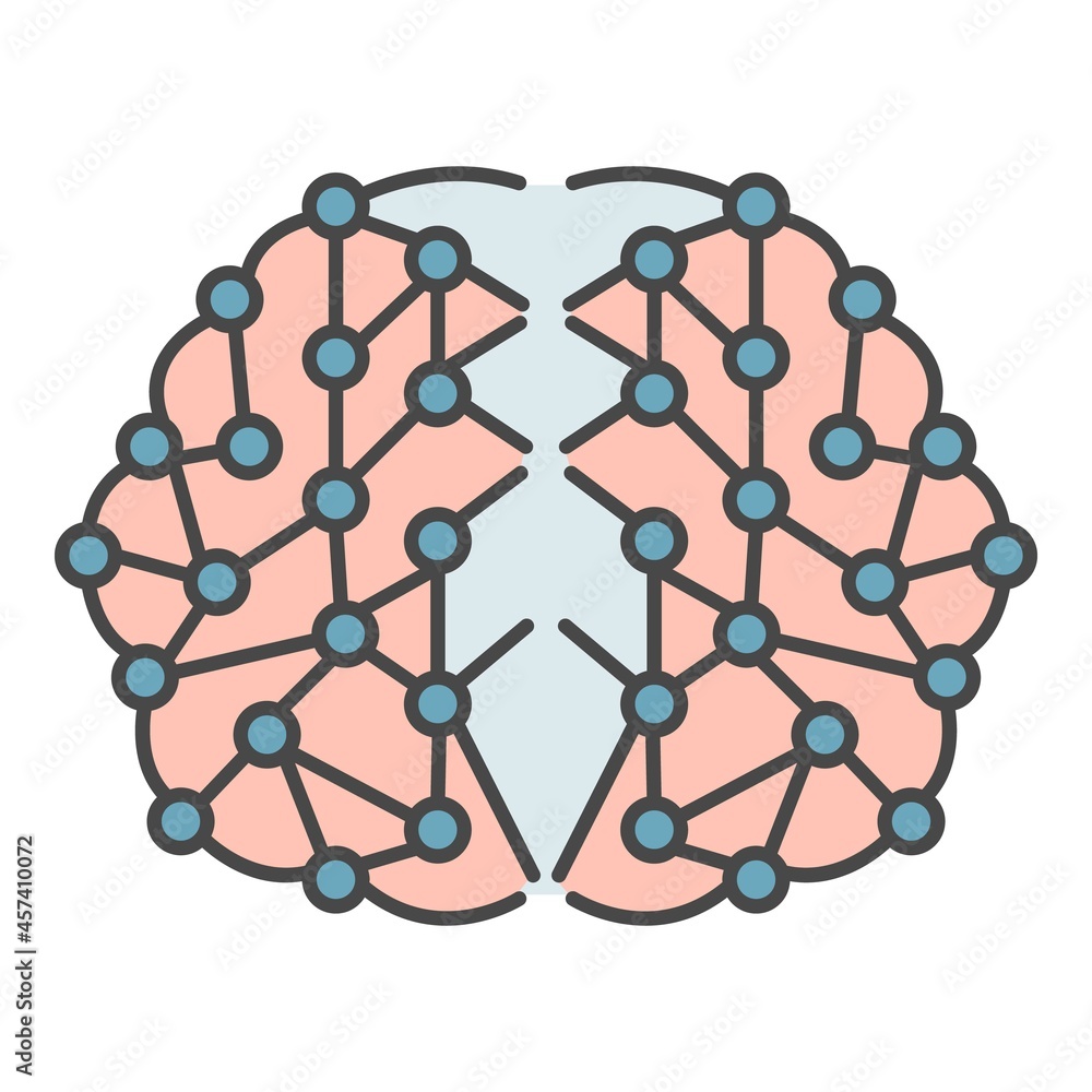 Poster artificial brain icon. outline artificial brain vector icon color flat isolated on white