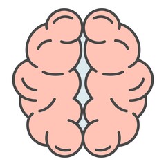 Mind brain icon. Outline mind brain vector icon color flat isolated on white