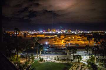 The beautiful view of the city of Las Vegas, Nevada at nightfall