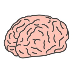 Genius brain icon. Outline genius brain vector icon color flat isolated on white