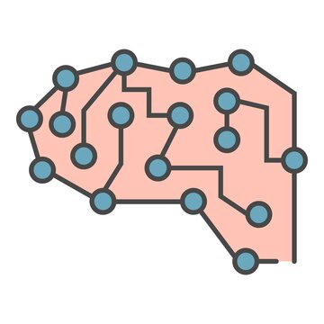 Neural brain icon. Outline neural brain vector icon color flat isolated on white