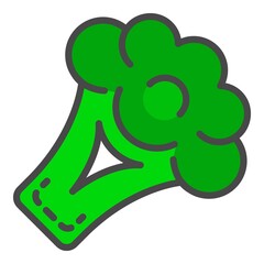 Broccoli icon. Outline broccoli vector icon color flat isolated on white